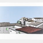 "Paesaggio", litografia 4/60 f.ta Enotrio (1920-1989). Italia, 1978